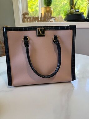 Victoria's Secret Blush Pink Tote with Black Trim